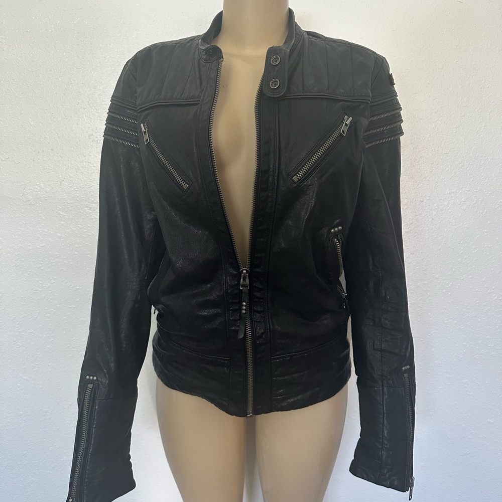 Authentic Diesel black Leather zip up Jacket